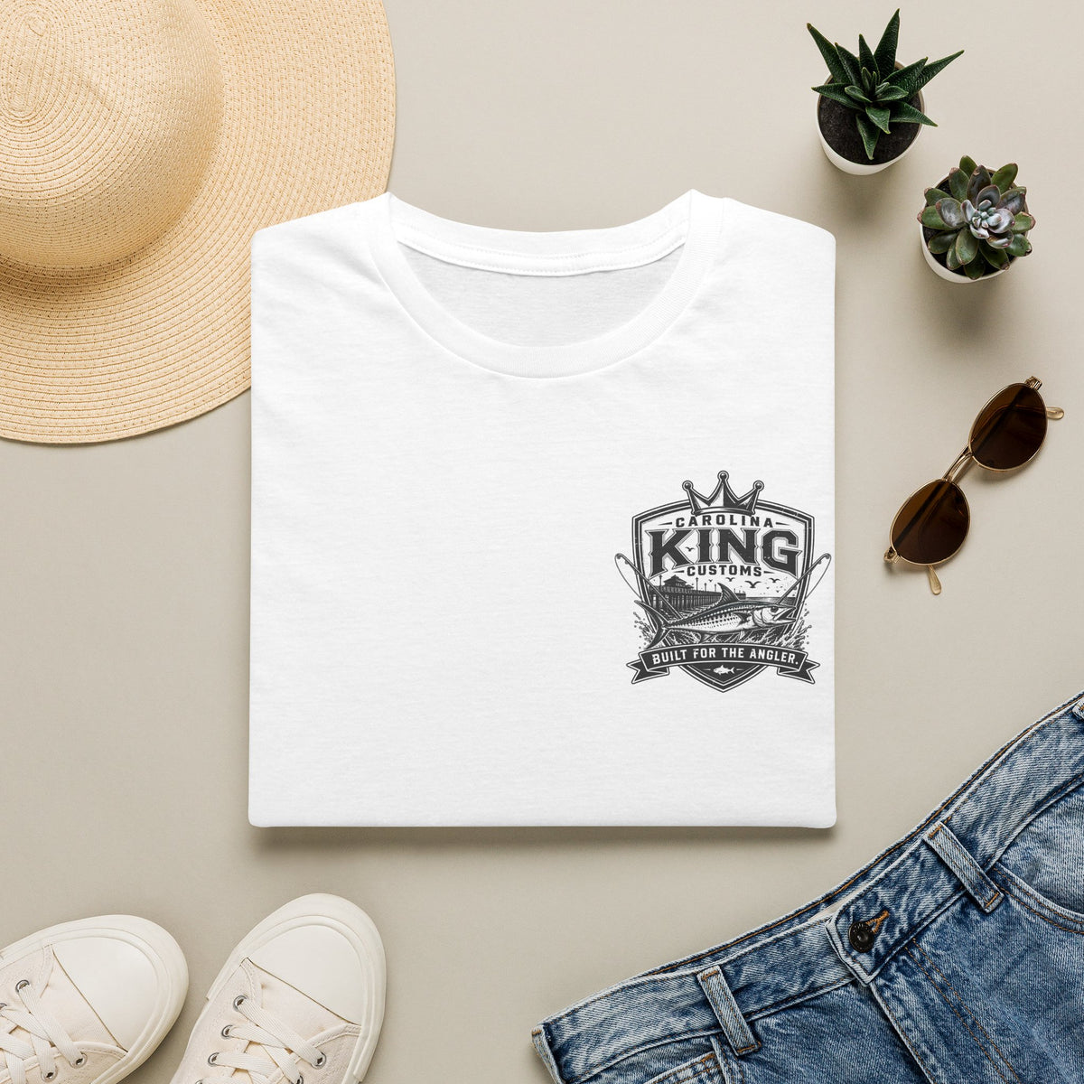 King Customs Logo T‑Shirt — Vintage 'King Customs: Built for the Average' Chest Print