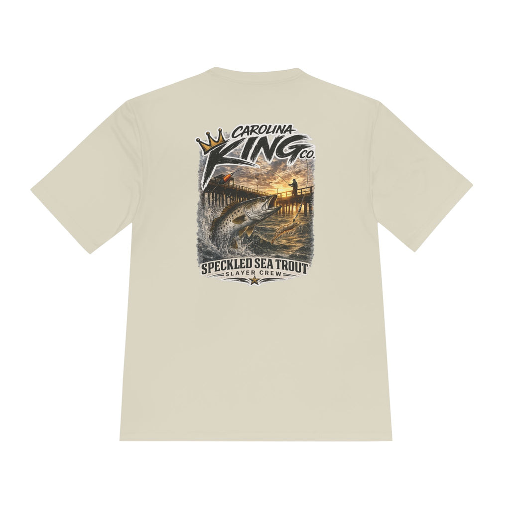 Carolina King Speckled Sea Trout Tee | Fishing Pier Sunset Graphic