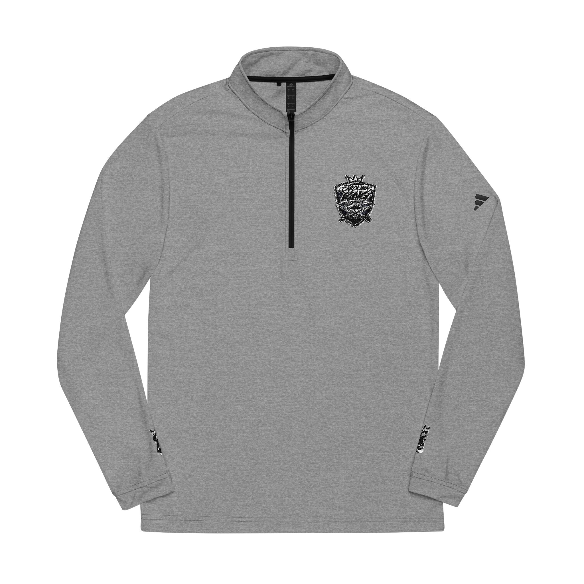 Skull Crown embroidery Quarter-Zip Pullover | White athletic top