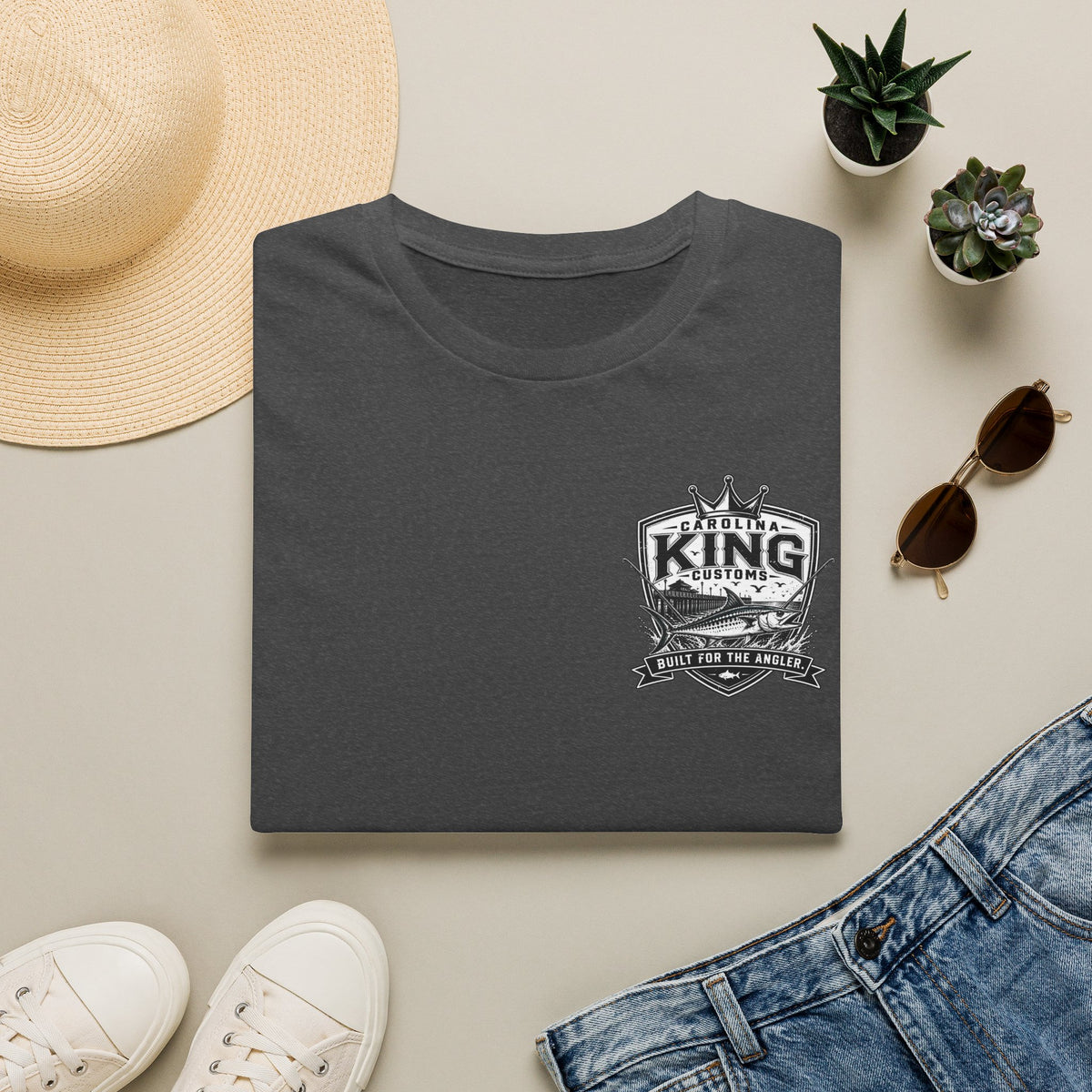 King Customs Logo T‑Shirt — Vintage 'King Customs: Built for the Average' Chest Print
