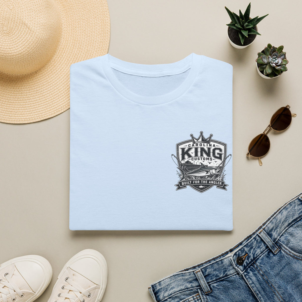 King Customs Logo T‑Shirt — Vintage 'King Customs: Built for the Average' Chest Print