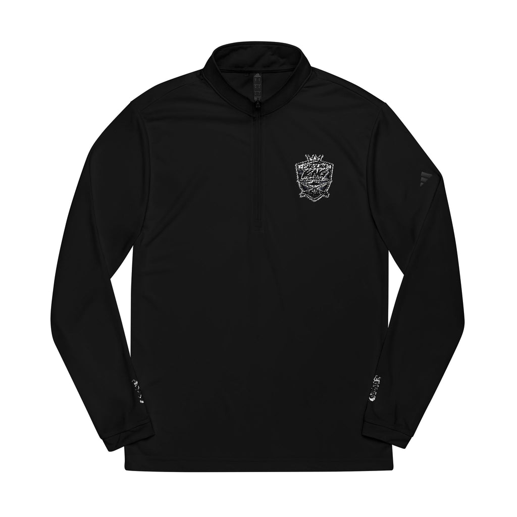 Skull Crown embroidery Quarter-Zip Pullover | White athletic top