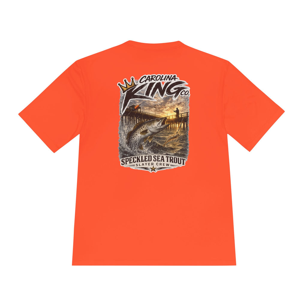 Carolina King Speckled Sea Trout Tee | Fishing Pier Sunset Graphic