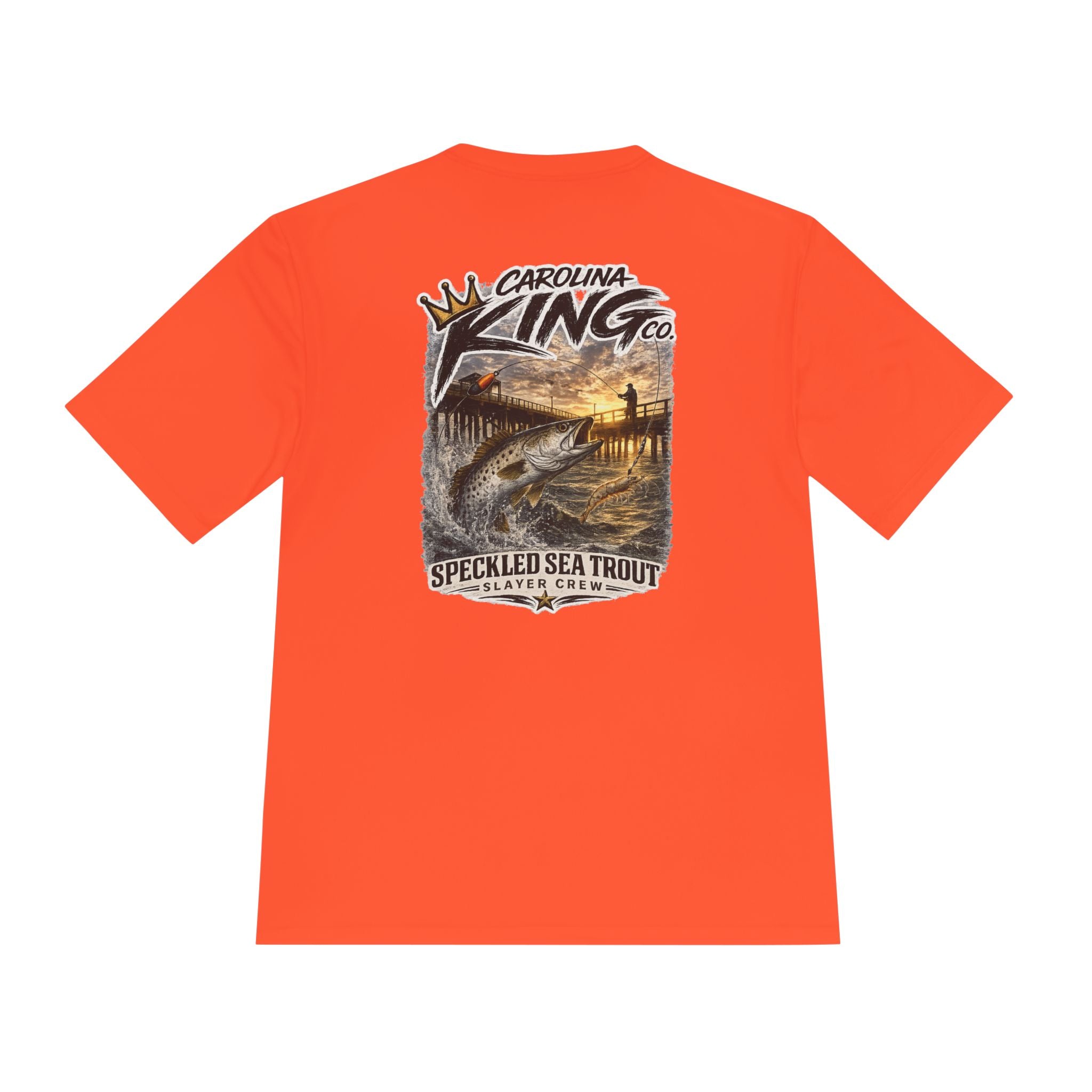 Carolina King Speckled Sea Trout Tee | Fishing Pier Sunset Graphic