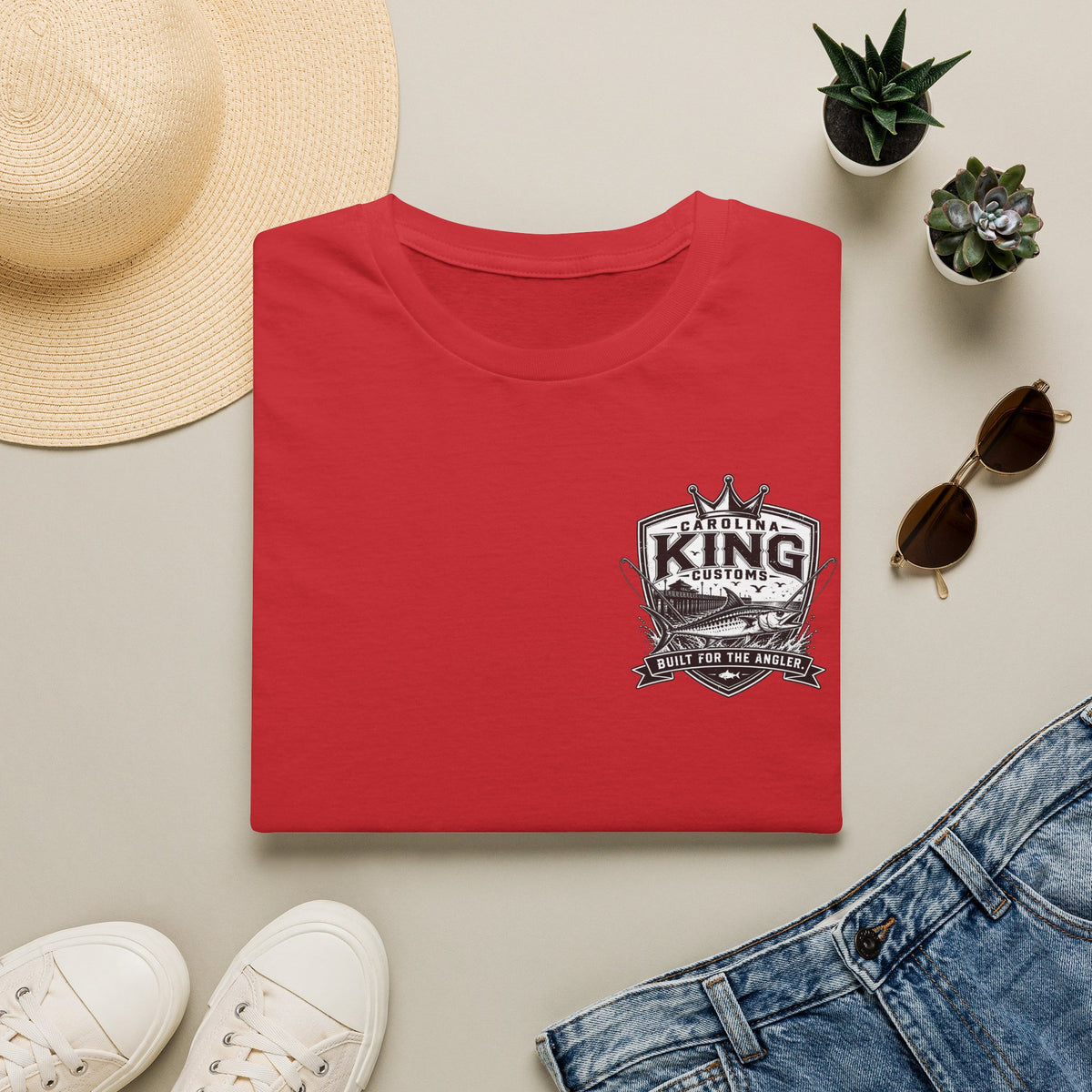 King Customs Logo T‑Shirt — Vintage 'King Customs: Built for the Average' Chest Print