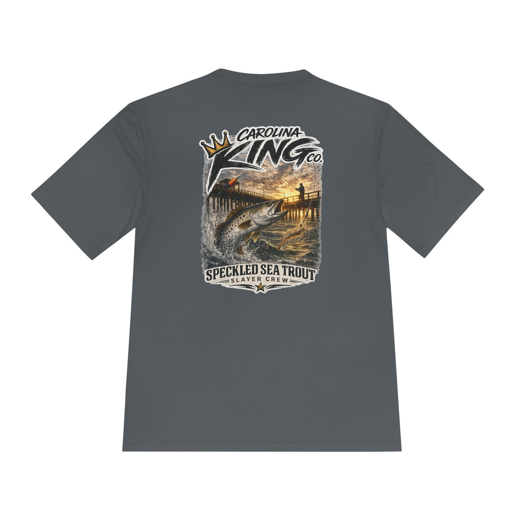 Carolina King Speckled Sea Trout Tee | Fishing Pier Sunset Graphic