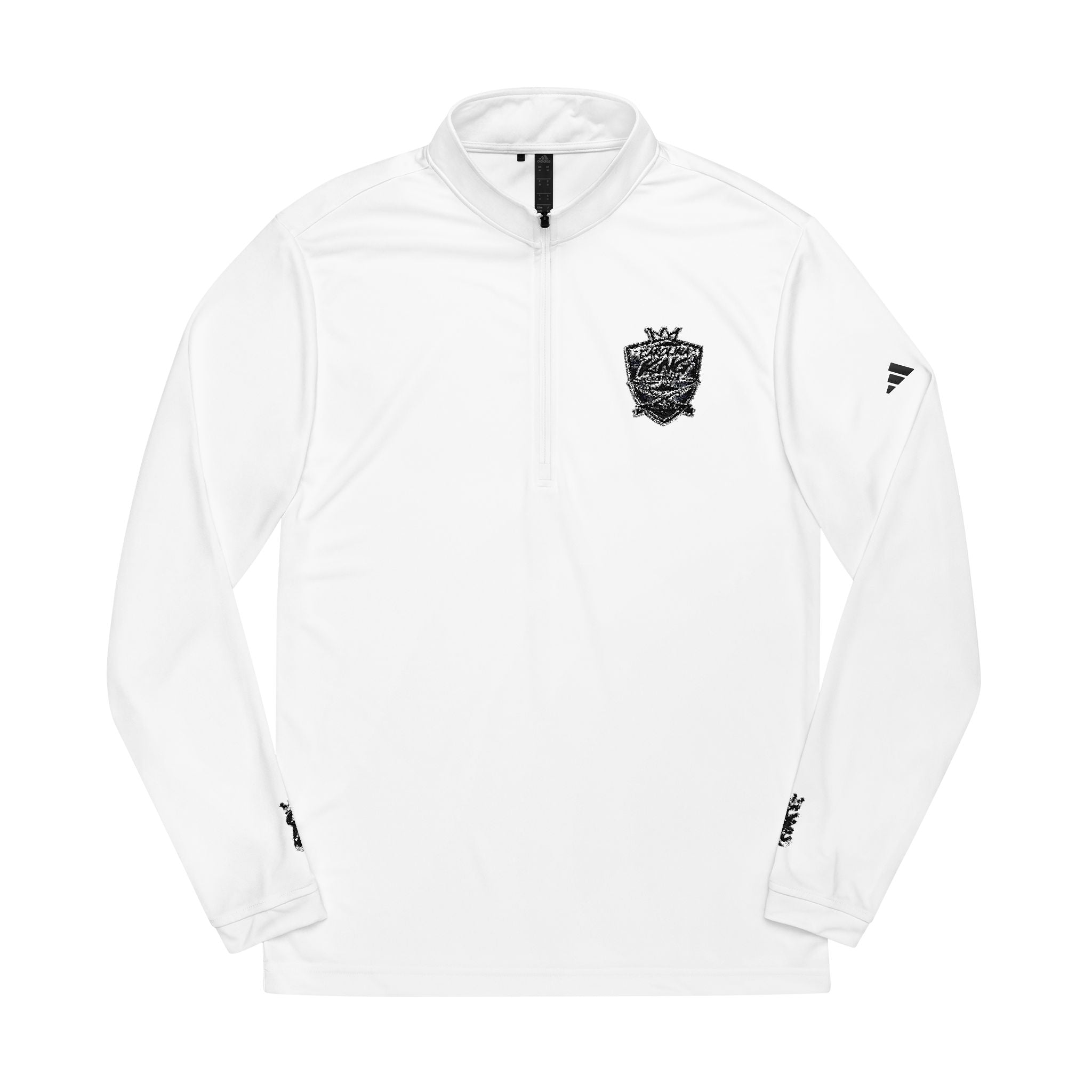 Skull Crown embroidery Quarter-Zip Pullover | White athletic top