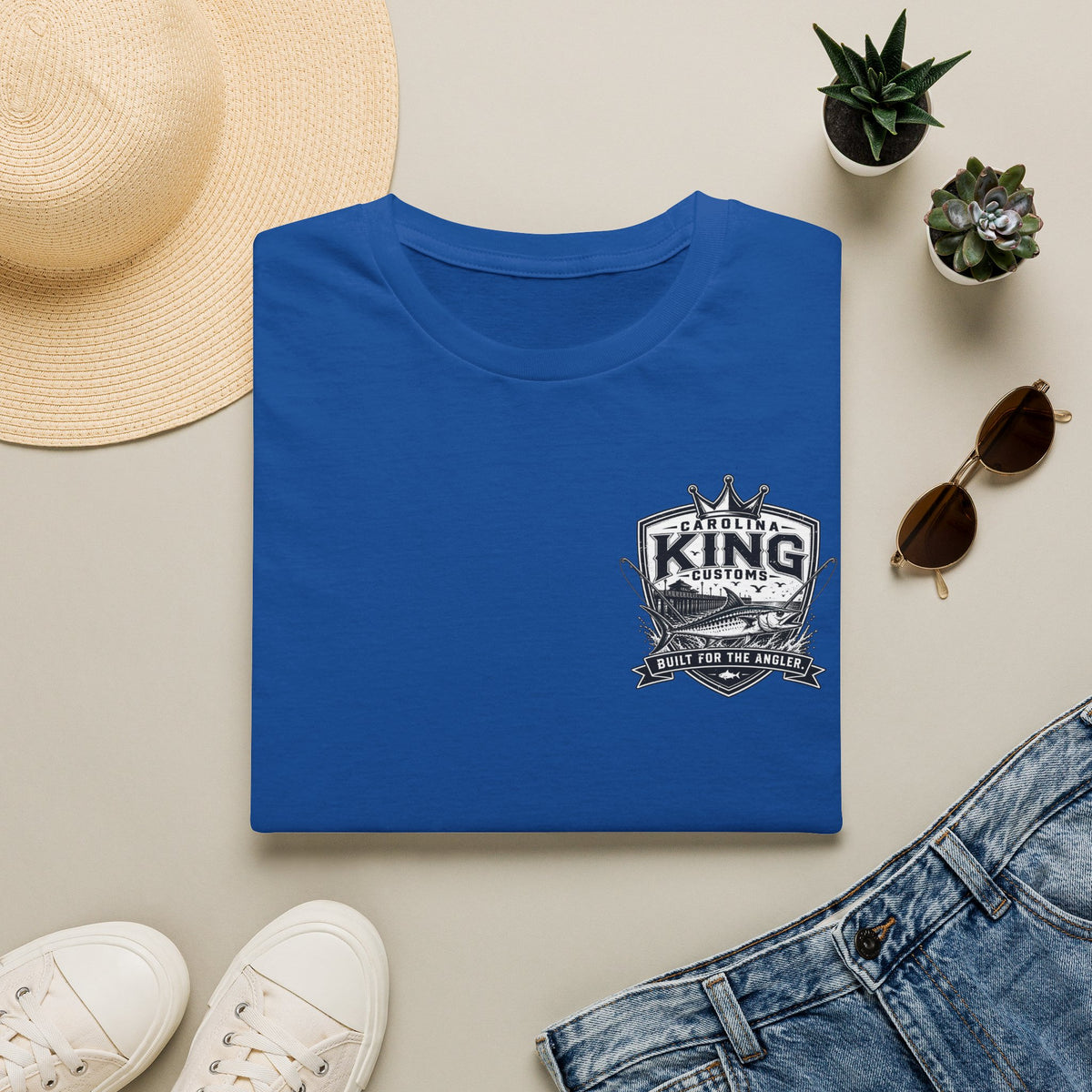 King Customs Logo T‑Shirt — Vintage 'King Customs: Built for the Average' Chest Print