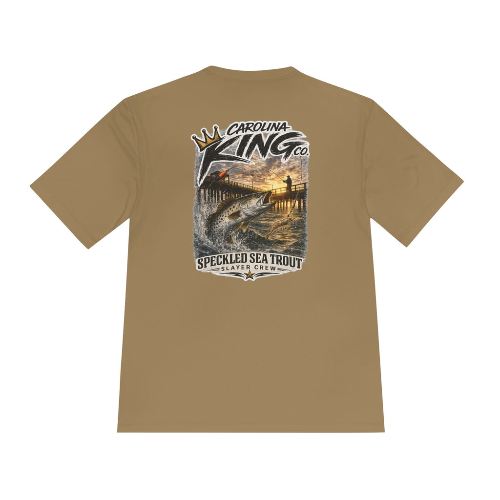 Carolina King Speckled Sea Trout Tee | Fishing Pier Sunset Graphic