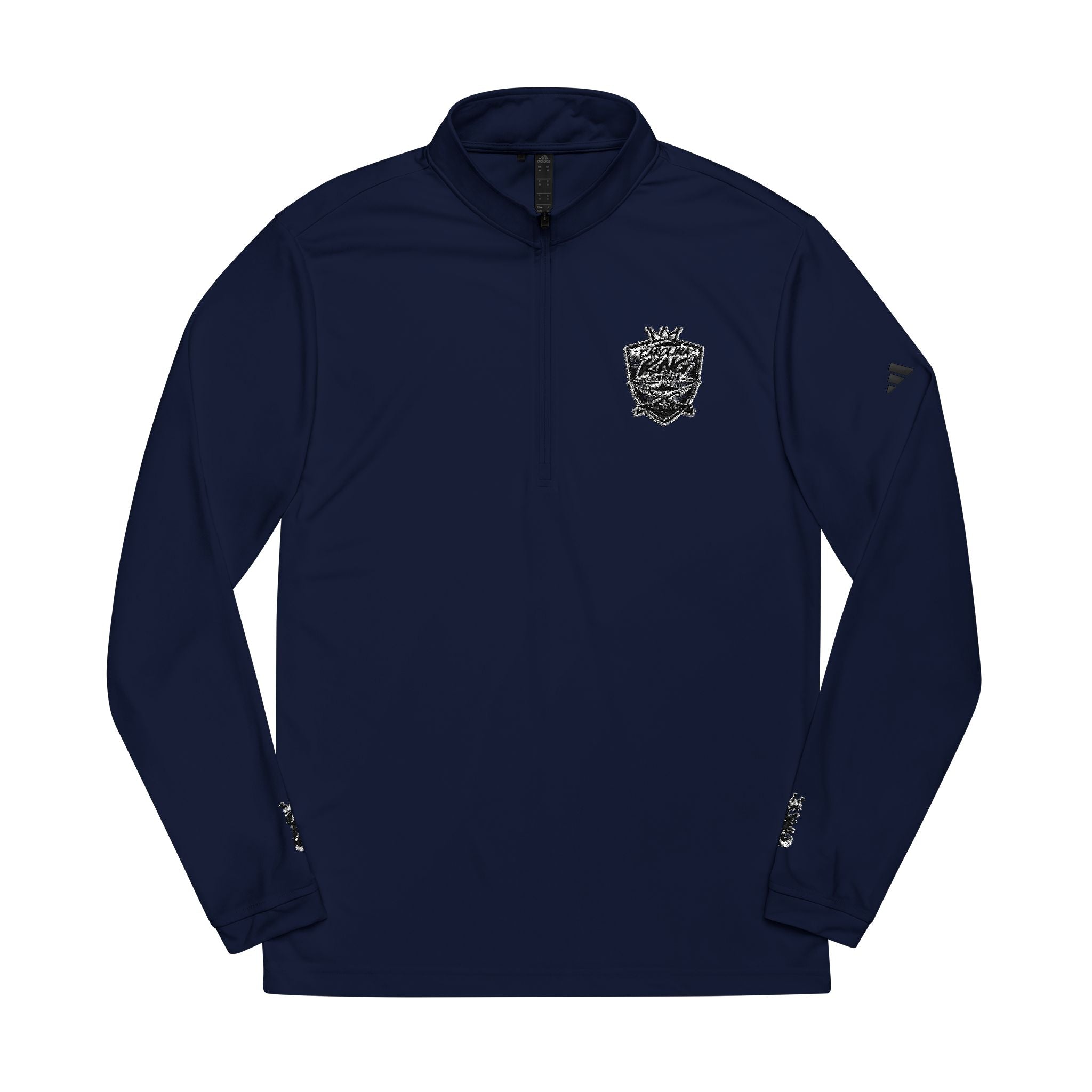 Skull Crown embroidery Quarter-Zip Pullover | White athletic top