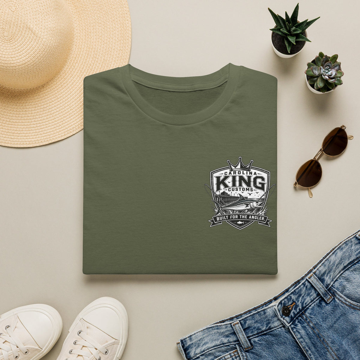 King Customs Logo T‑Shirt — Vintage 'King Customs: Built for the Average' Chest Print