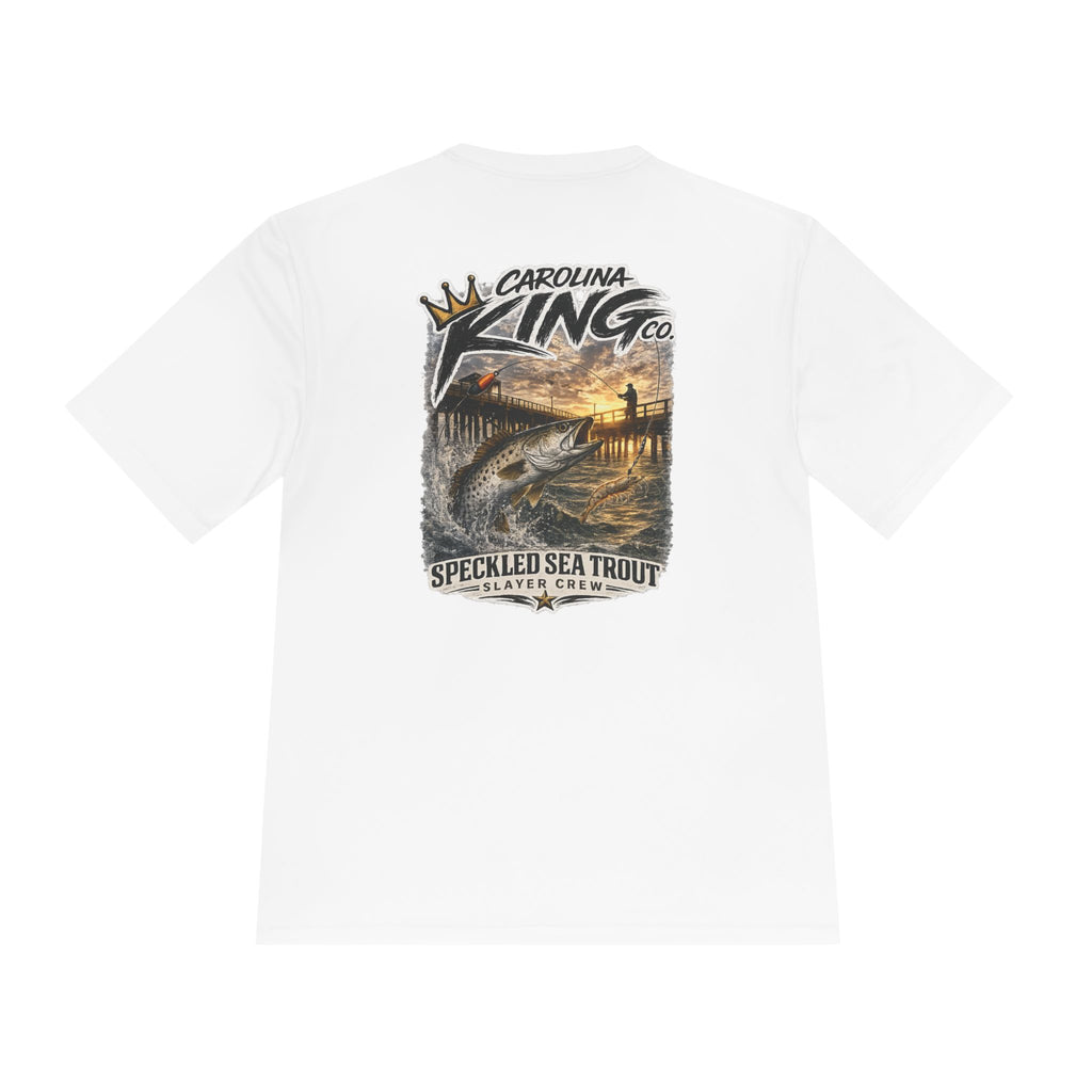 Carolina King Speckled Sea Trout Tee | Fishing Pier Sunset Graphic