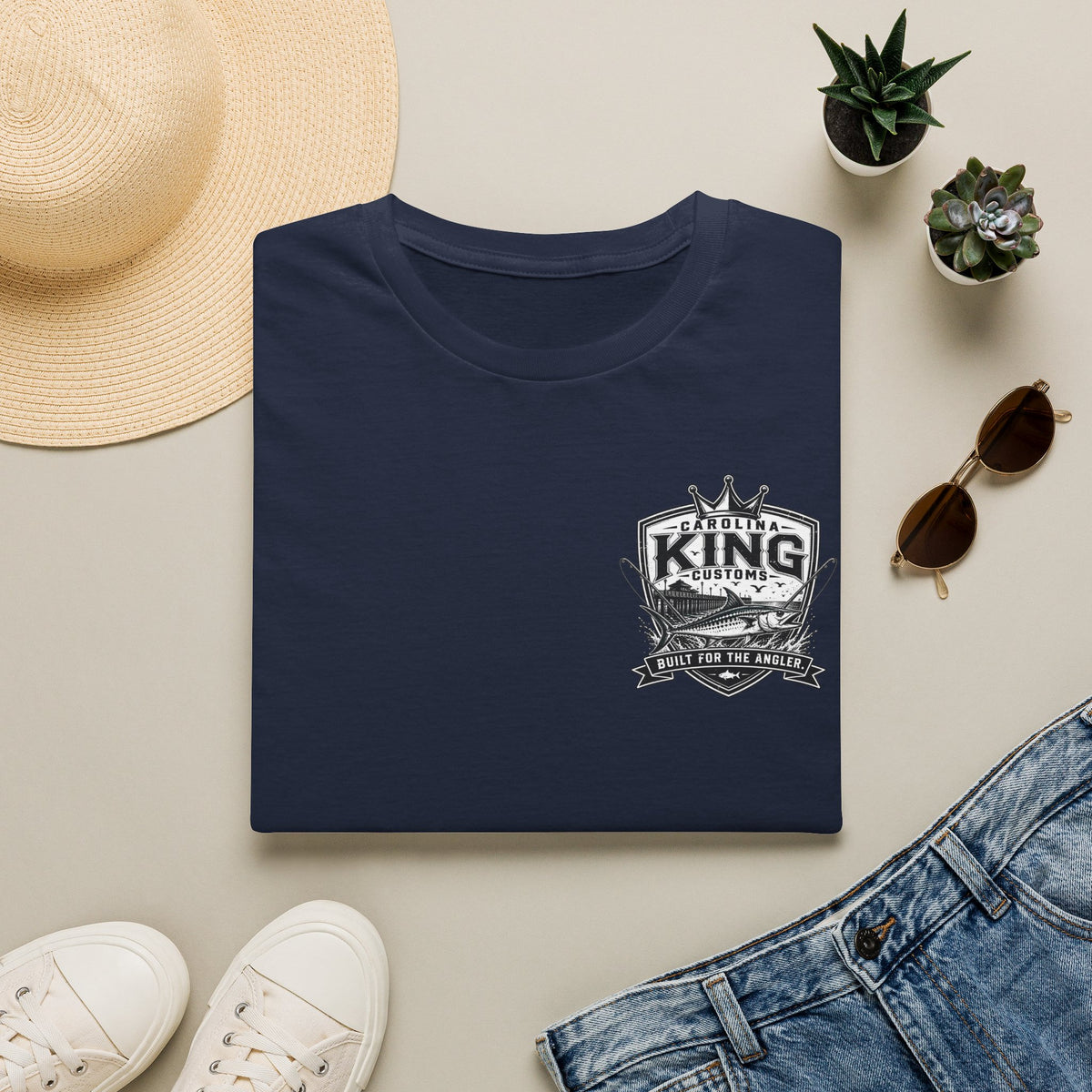 King Customs Logo T‑Shirt — Vintage 'King Customs: Built for the Average' Chest Print