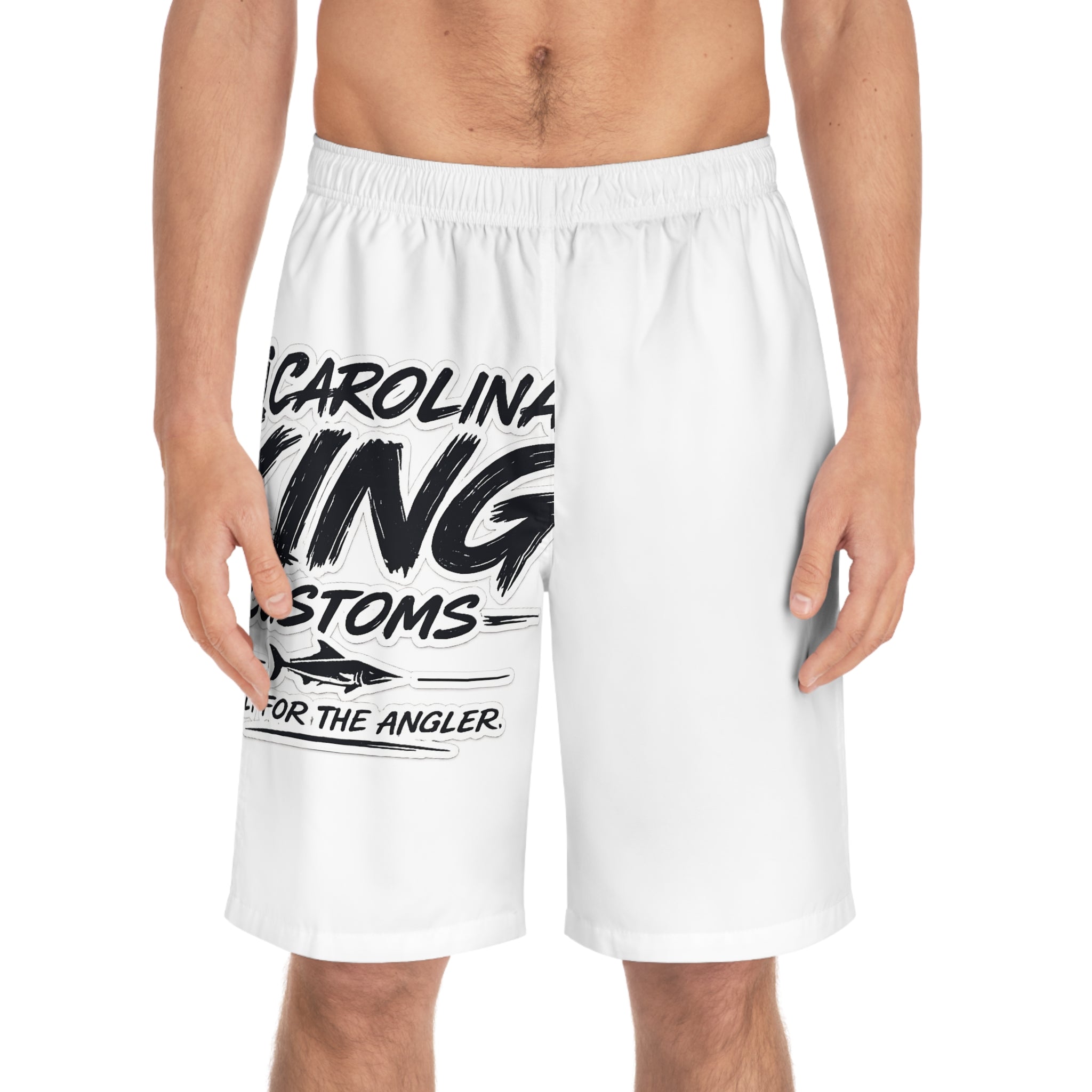 Carolina King Customs logo board shorts | Men's swim trunks, angler fishing theme
