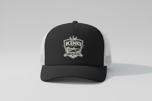 Black/White Trucker - Front View, Original Logo, Fixed Text