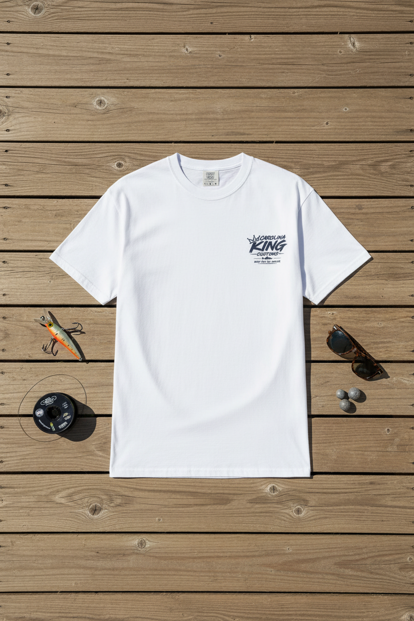 Carolina King Customs Striped Bass Flat Lay Mockup