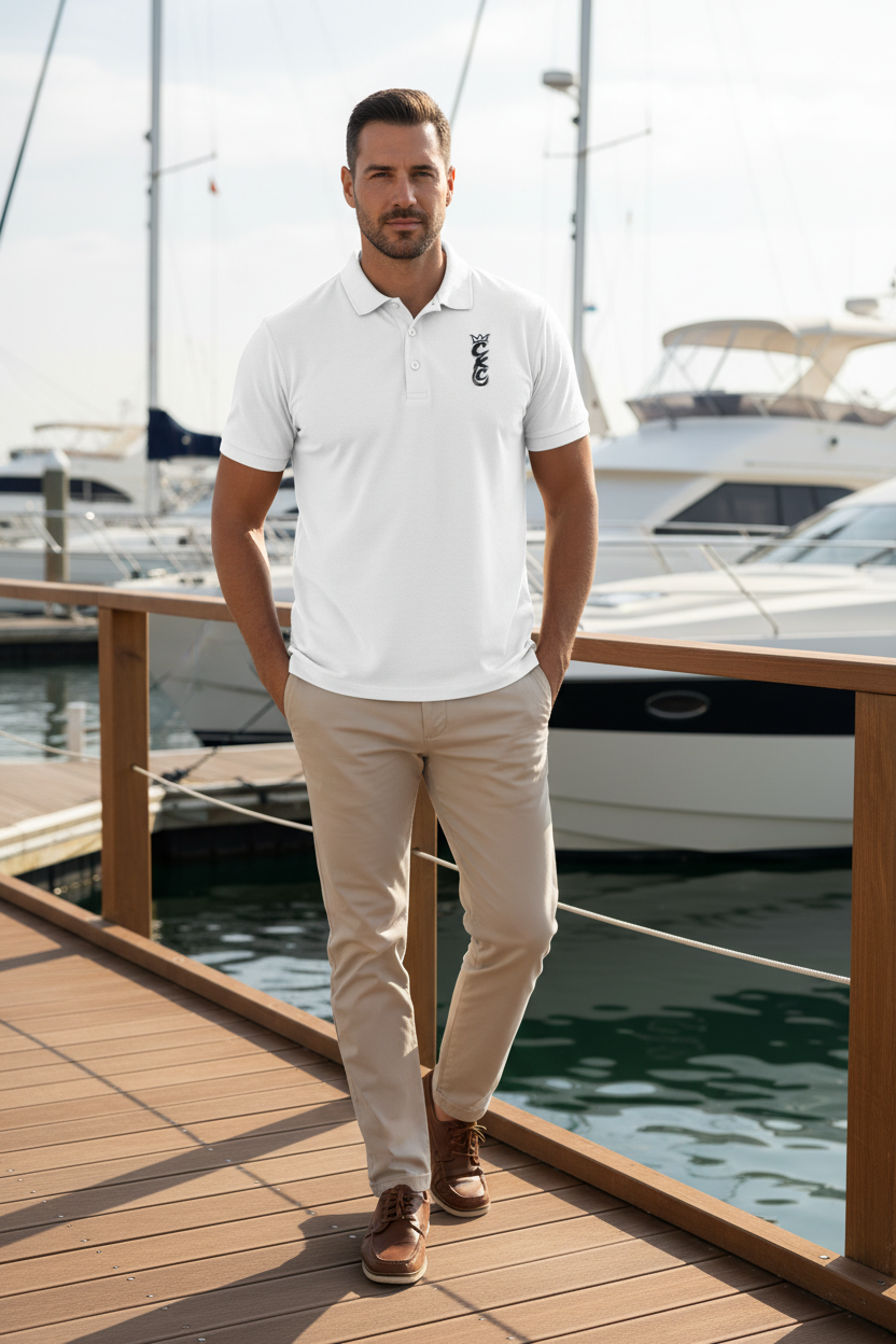 Vertical Tribal Dragon Logo Polo