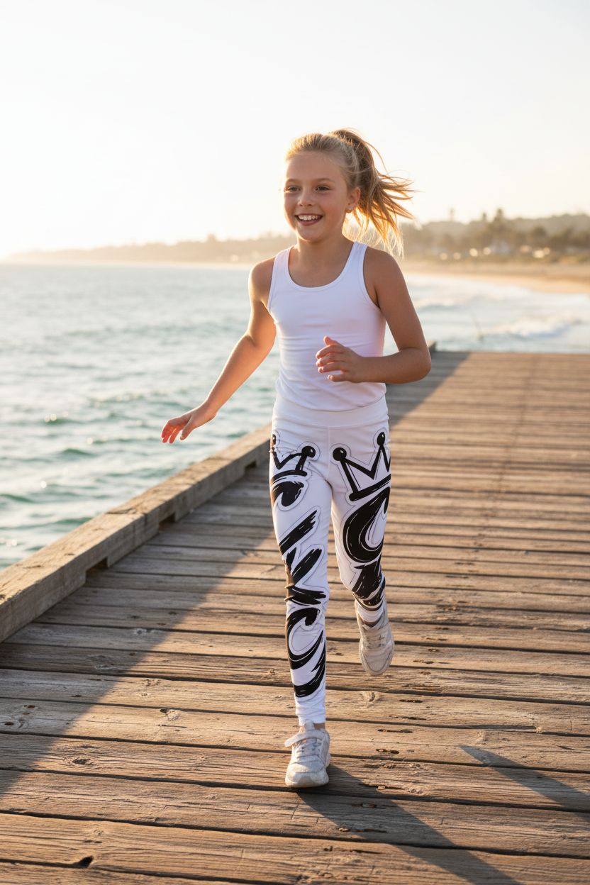 Graffiti Crown Lettering Leggings | Youth