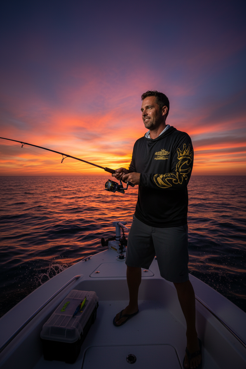 King Customs Chase Cross & Crown Hoodie | Christian Fishing Design
